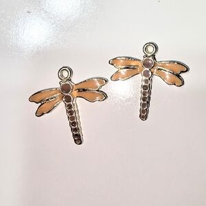 Dragonfly Gold and Peach Earrings